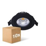 Lot 10x LED Inclinable Spot Noir 6W 550lm - 930  | Diamètre 75mm - IP54 - Meilleur Rendu De Couleur 