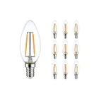 Lot 10x LED E14 Bougie Filament Claire 2.5W 250lm - 827 | Dimmable - Remplacement 25W